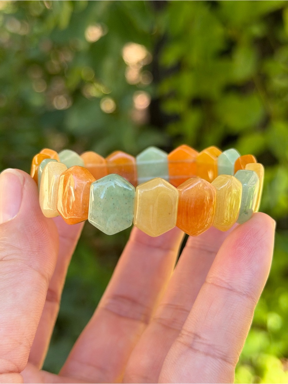 Stretchable dainty rainbow aventurine soft bangle‎ 1543